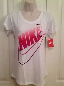 NEU MIT ETIKETT DAMEN S NIKE SPORTSHIRT KURZARM RUNDHALSAUSSCHNITT BAUMWOLLE LOCKERE PASSFORM - Bild 1 von 5