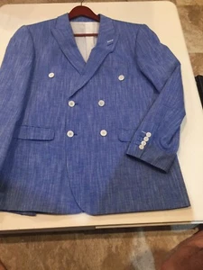 Mens Portabella Navy With White Lining Double Breasted Blazer, Size Large - Picture 1 of 5