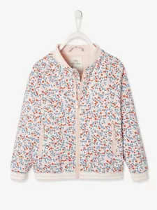 Size 12/152 Vertbaudet Bomber-type Jacket for Girls white light all over printed - Picture 1 of 9