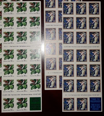 Combo 2x20 = 40 of 32¢ US Stamps Holiday Greetings HOLLY # 3177a & ANGEL # 3012 - Image 1 of 4