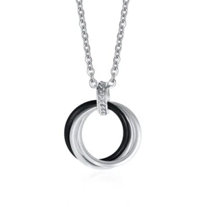 24' Triple Rings Chain Stainless Steel Women's Men's Choker Necklace Never Fade - Picture 1 of 6