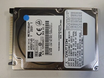 Toshiba MK3018GAP (HDD2165 F ZE01 T) 211 A0/M2.01A 30gb 2.5" IDE/ATA HDD 9.5MM - Image 1 of 4