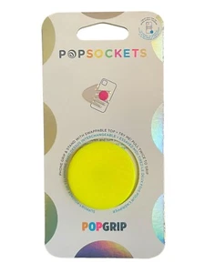 PopSockets PopGrip Neon Yellow Smiley Melt Face Phone Grip - NEW - Picture 1 of 3