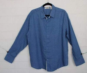 Cubavera XL Blue White Tiny Floral Print Linen Long Sleeve Button Front Shirt - Picture 1 of 4