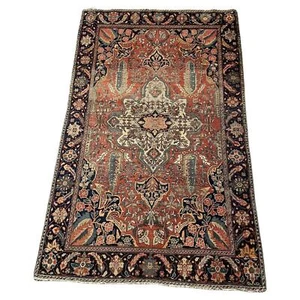 Handmade Antique Persian Farahan Rug 4.1' x 6.7' (126cm x 204cm), 1870s - 1N47 - Picture 1 of 12