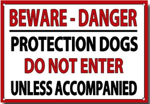 BEWARE-DANGER -PROTECTION DOGS-DO NOT ENTER-UNLESS ACCOMPANIED-METAL SIGN.A3 - Picture 1 of 1