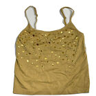 Body By Victoria Womens Size Medium Golden Studded Tactel Nylon Crop Tank Top