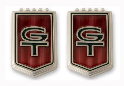 NEW! 1966 FORD Mustang Front Fender Emblems GT Cars red Pair both left and right - Image 1 of 4