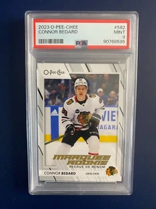 2023 O-PEE-CHEE Connor Bedard #582 Blackhawks Marquee Rookie RC PSA 9 - Bild 1 von 1