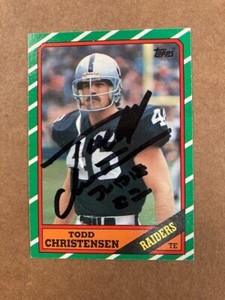 TODD CHRISTENSEN Raiders Autographed 1986 Topps card # 64   w/ COA