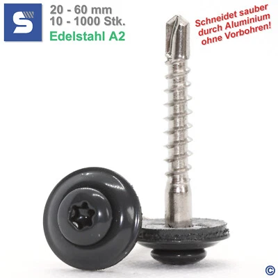 Spenglerschrauben Anthrazit RAL 7016 mit Bohrspitze | 15mm Dichtscheibe | Torx - Bild 1 von 4