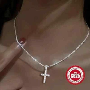 925 Sterling Silver Cross Pendant Necklace - Gift Box - Shipped from Florida USA - Picture 1 of 3