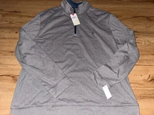 IZOD MENS SALTWATER CLASSICS RELAXED PULLOVER 1/4 ZIP FLEECE SIZE 2XL NWT - Picture 1 of 3