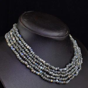 275 Cts Natural 5 Strand Labradorite Beads Womens Necklace Jewelry JK 11E350 - Picture 1 of 3