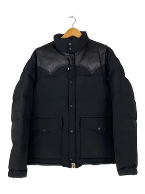 A BATHING APE Leather Yoke Down Jacket L Cotton Black From Japan - Image 1 of 4