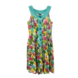 Retrolicious Pin Up Dress Size Large Pineapple Rockability Button Front Pockets - Picture 1 of 10