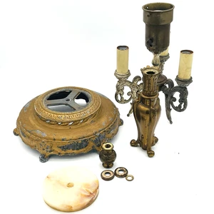 Lámpara de pie antorcha de 4 luces Atq de colección espaciadores de mármol de hierro fundido piezas restauración - Imagen 1 de 24
