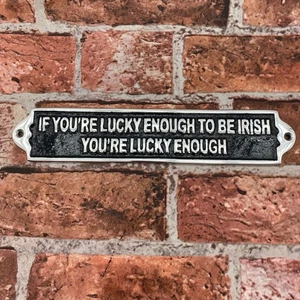 Irish Lucky Aluminium Cast Iron Door Sign Humorous Gift Wall Decor Sign 25cm - Picture 1 of 2