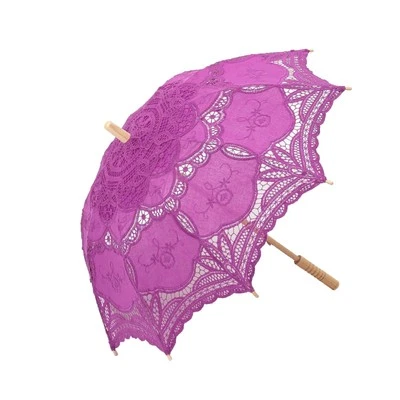THY COLLECTIBLES Cotton Lace Parasol Umbrella with Wooden Handle Vintage... - Image 1 of 2