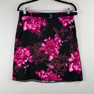 Grace Elements schwarz pink Gürtel bestickt Blumen Bleistift Minirock Petite 10 - Bild 1 von 12