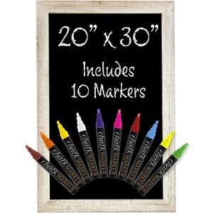 Rustic White Magnetic Wall Chalkboard Sign: Includes 10 Liquid Chalk Markers ... - Picture 1 of 5