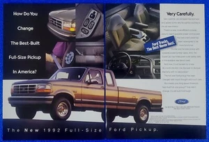 1992 FORD 4 X 4 F150 PICKUP 2 PG ORIGINAL PRINT AD THE NEW FULL-SIZE FORD PICKUP - Picture 1 of 1
