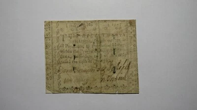 1760 Twenty Shillings North Carolina NC Colonial Currency Note Bill! RARE 20s! - Image 1 of 2