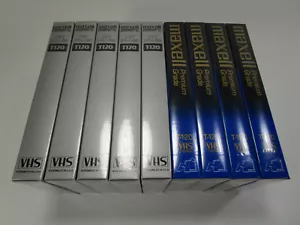 Lot 9 Maxwell P/I plus professional industrial t120 VHS cassette tapes premium - Picture 1 of 4