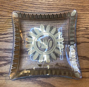 Vtg Georges Briard 5.5” Square Glass Tray Gold Signed Trinket/ashtray MCM - Picture 1 of 9