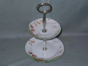 Vintage Radfords China kleine 2-stufige Keksplatte fallende Blätter Muster 6056 - Bild 1 von 4
