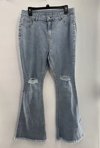 Bell Bottom Jeans for Women Ripped High Waisted Classic Flared Pants Raw Hem XL - Picture 1 of 13