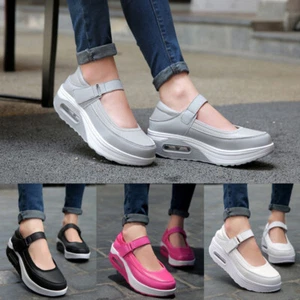 Womens Casual Shoes Slip On Loafers Work Ladies Comfort Nurse Wedge Platform - Picture 1 of 11