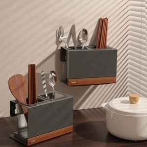 Large Capacity Suction Cup Chopstick Box Spoon Chopstick Organizer for Home - Picture 1 of 12