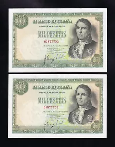 F.C. PAREJA CORRELATIVA 1000 PESETAS 1949 , EBC . - Bild 1 von 2