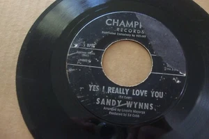 SANDY WYNNS - CHAMPION 45 RPM 14002 - YES I REALLY LOVE YOU / LOVE BELONGS- HEAR - Picture 1 of 4