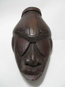 African Mask Wood Art Hand Carved Tribal Vintage Antique indigenous 14" - Picture 1 of 3