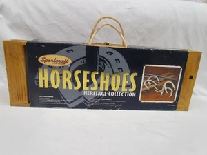 NEW OLD STOCK Sportcraft Heritage Horseshoes Tournament Style Wooden box Steel - Picture 1 of 4
