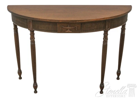 F59682EC: Vintage Adams Style Mahogany Demilune Console Table Cover