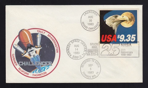 Scott #1909 STS-8 Challenger Mission Flight Cover Cover