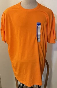 Adult T-Shirt 2XL Safety Orange Gildan Cotton Plain Solid Short Sleeve G5000 - Picture 1 of 6