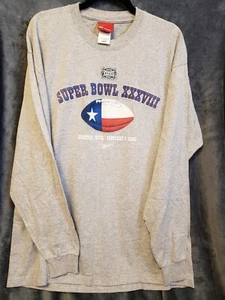Panthers Vs Patriots Super Bowl XXXVIII 38 T-Shirt Long Sleeved Large Reebok - Picture 1 of 3
