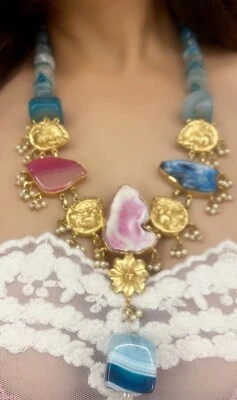 Multicolour Druzy Stone Necklace | Stone Necklace | Druzy Quartz | Necklace Set - Image 1 of 4