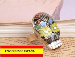 Rings Skull Mexico Enamel Adjustable Punk Hippy Rock Rasta Urban Fashion - Picture 1 of 1