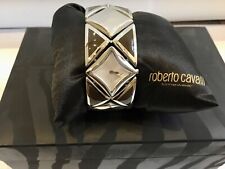 Roberto Cavalli Ladies Bracelet Watch Triangle pattern polished s/steel & brown