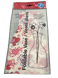 Folding Vase – 2 Pack White Vase w/Red, Pink & Purple Heart Design - Picture 1 of 5