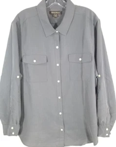 Tommy Bahama-Womens Classic Long Sleeve Button-Up Shirt-XL Extra Large-Gray - Picture 1 of 7