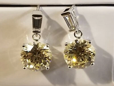 Canary Topaz in Sterling Silver with White Topaz accent Earrings (Super Sparkly) - Image 1 of 4