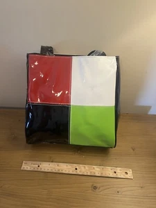 unbranded shoulder bag Purse colorful squares Black Red White Green Multi EUC - Picture 1 of 8