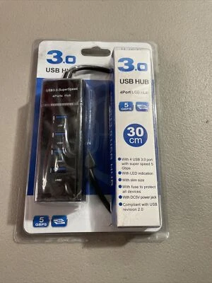 4 Port USB 3.0 Multi High Speed HUB Desktop Laptop PC Max OS w/ 4 MircoSD Reader - Image 1 of 2