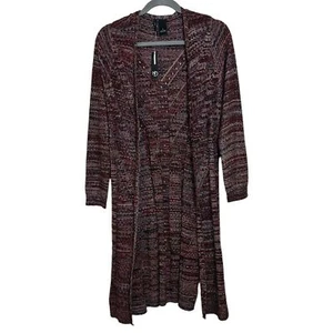NWT Long Sleeve Burgundy Marled Open Front Duster Cardigan S - Picture 1 of 7